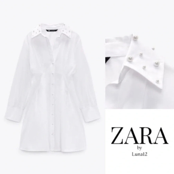 ZARA Short Casual Style Flared Long Sleeves Plain Cotton - Picture 2 of 10